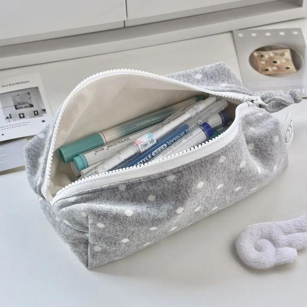 Multi-functional Polka Dot Design Pencil Case Large-capacity Soft Touch Stationery Pouch Stationery Organizer Back To School