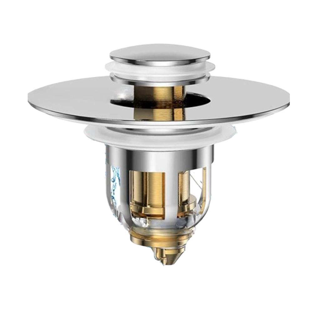 1pc Drain Strainer Filter Basin Pop-up Chrome Sink Filter With Hair Catcher Bathroom Sink Drain Stopper Easy Push Type