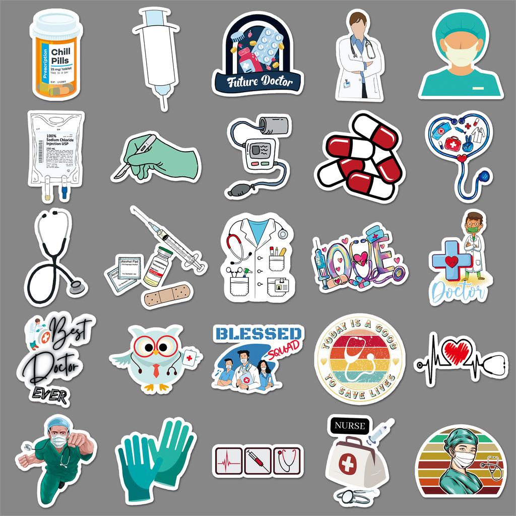 50 Doctor Occupation Graffiti Stickers Personalized Creative Decorative Water Cup Mobile Phone Case Computer Suitcase Stickers