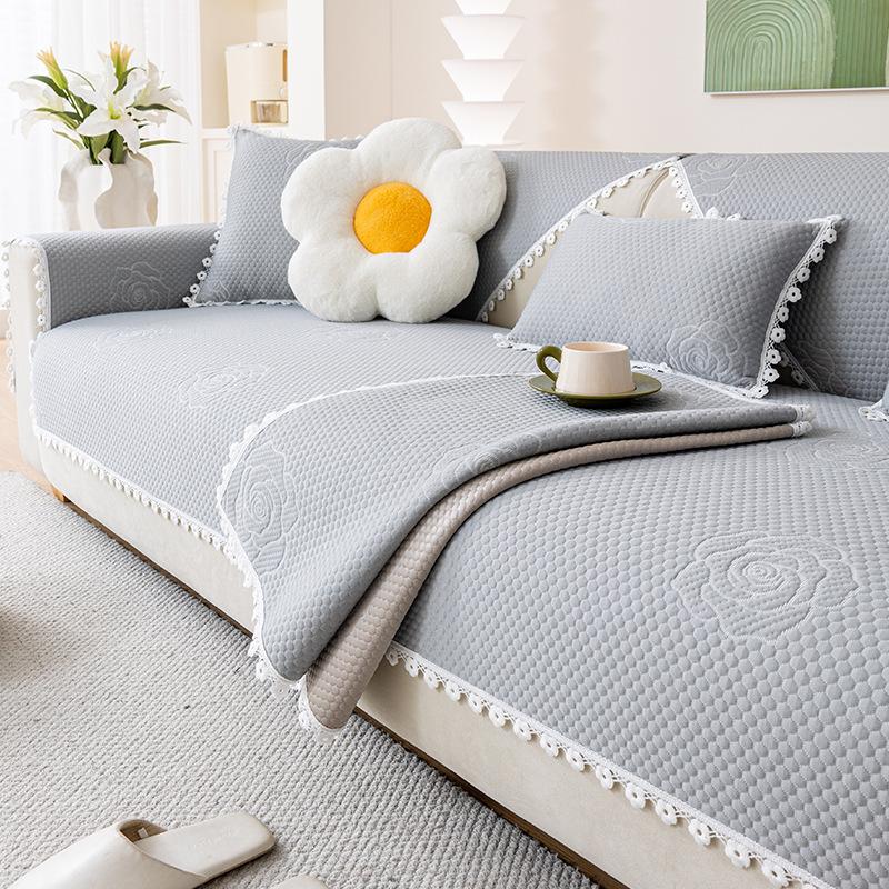 Summer Sofa Cushion, Solid Color Seat Cushion, Cool Cushion, Sofa Cover, Ice Cushion, Advanced One-Piece Combination Sofa  New