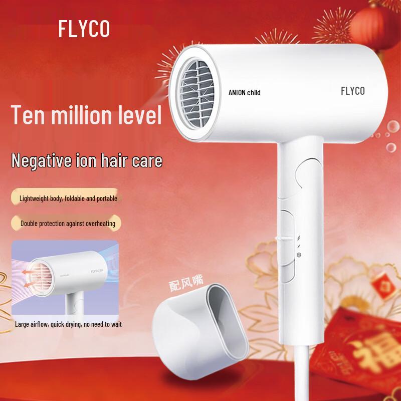 FLYCO FH6276 Negative Ion Hair Dryer CN plug (adapter included)