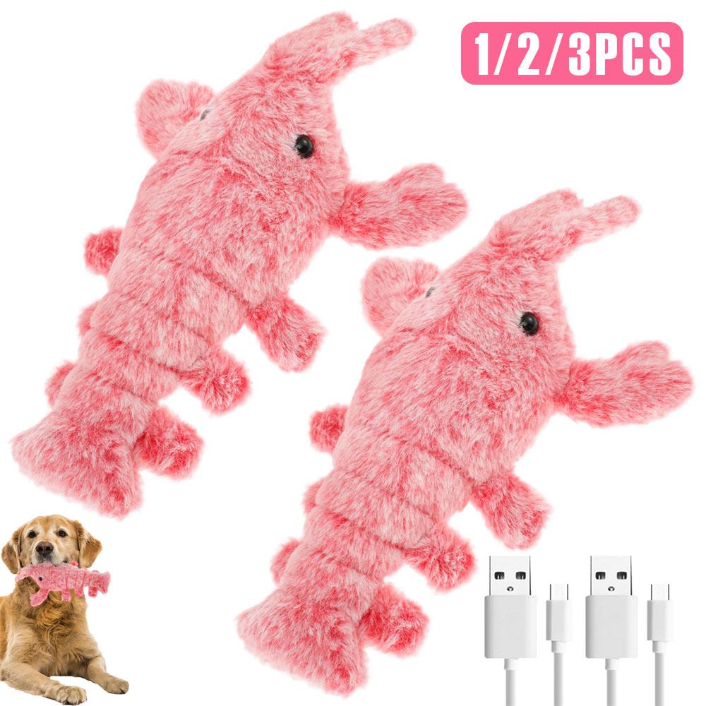 1/2/3Pcs Pet Toys Plush Lobster Interactive Cat Dog Toy USB Charging Jumping Simulation Lobster Teasing Cat Dog Toy Pet Supplies