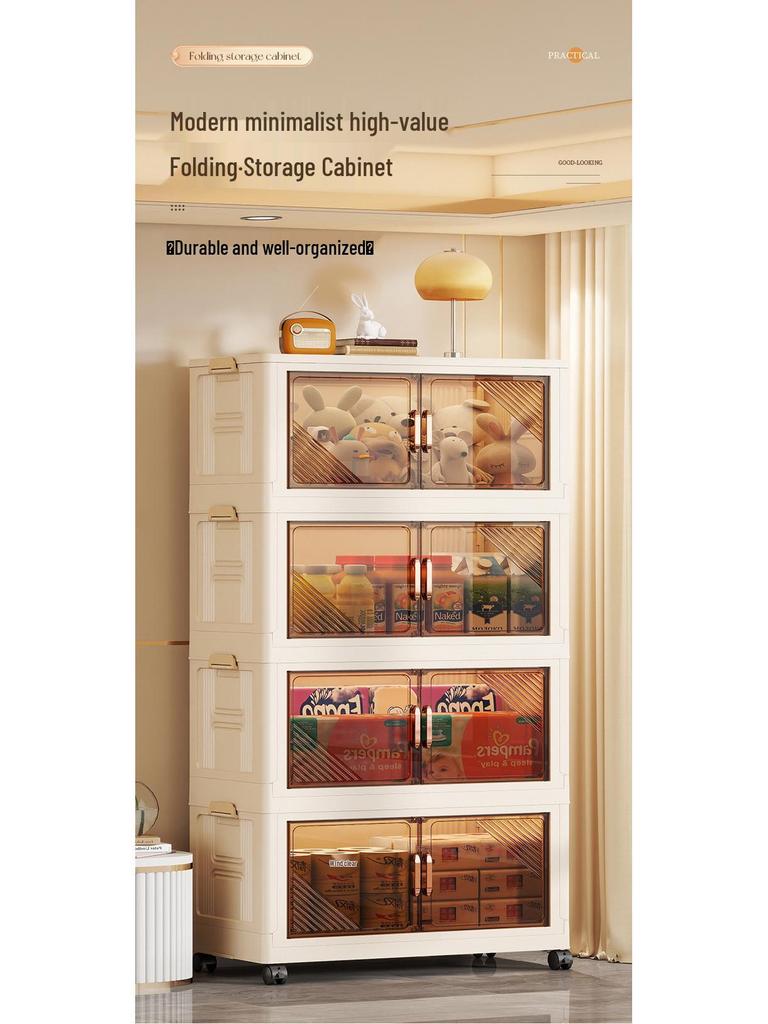 Foldable Multi-Layer Storage Cabinet for Clothing, Snacks, Books, and Toys