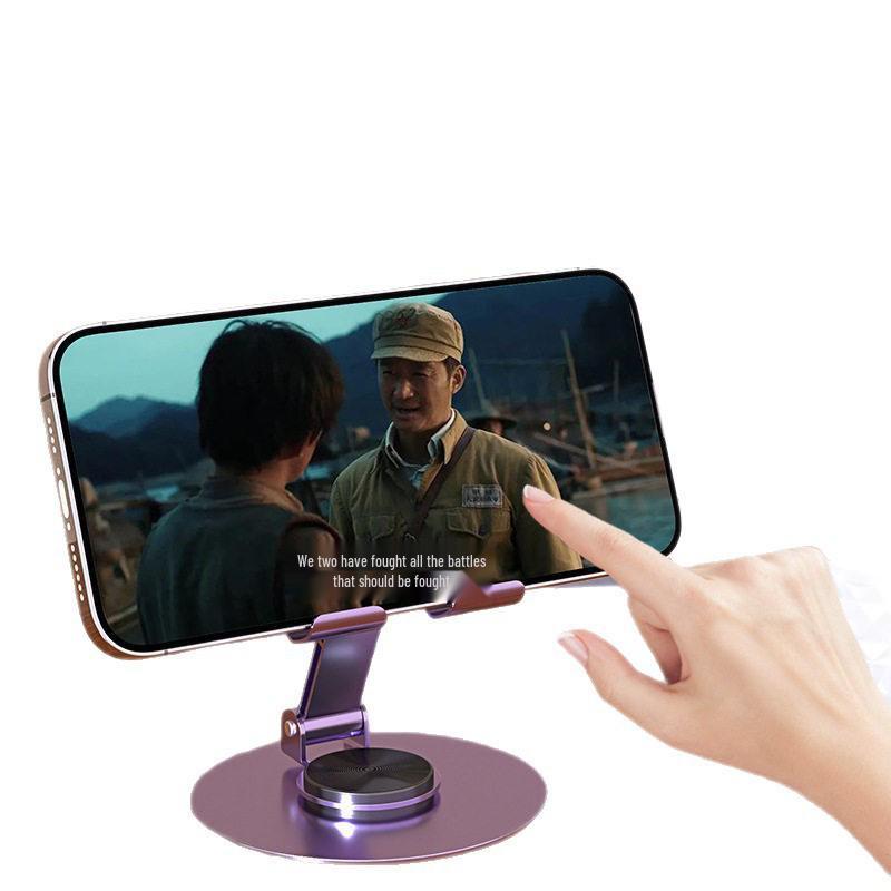 2026 Metal Phone & Tablet Holder: 360° Rotating, Foldable Desktop Stand for Live Broadcasts