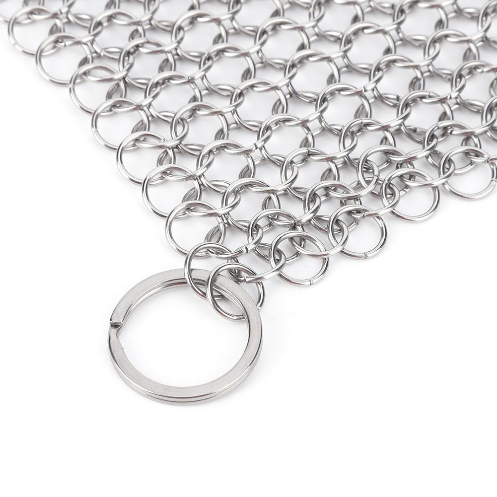 4-8 Inch Cast Iron Cleaner Chain with Hanging Ring Cast Iron Scrubber Cookware Rust Remover Scraper Home Kitchen Cleaning Tools