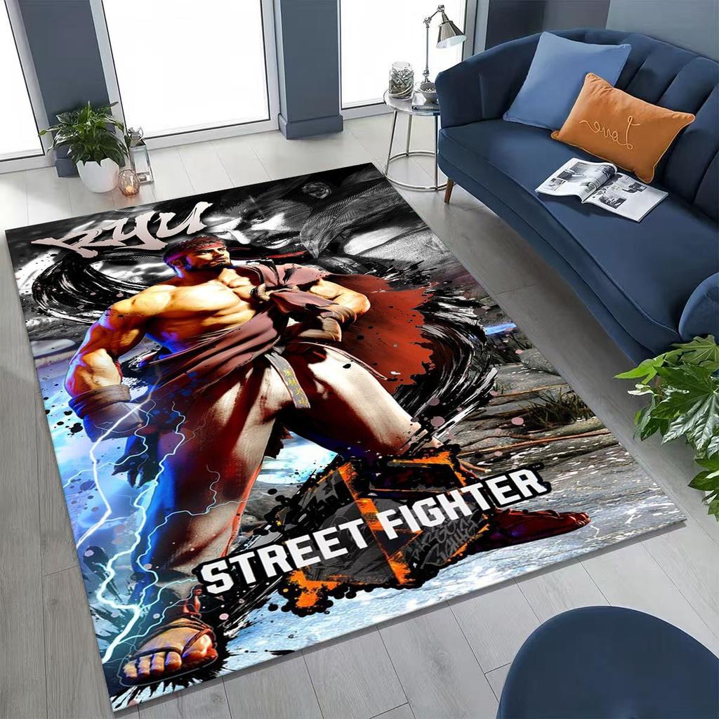 Retro Street Fighter 6 Characters Game Chun-Li Cartoon Rug for Bedroom Living Room Sofa Home Doormat Decor,Non-slip Floor Mat