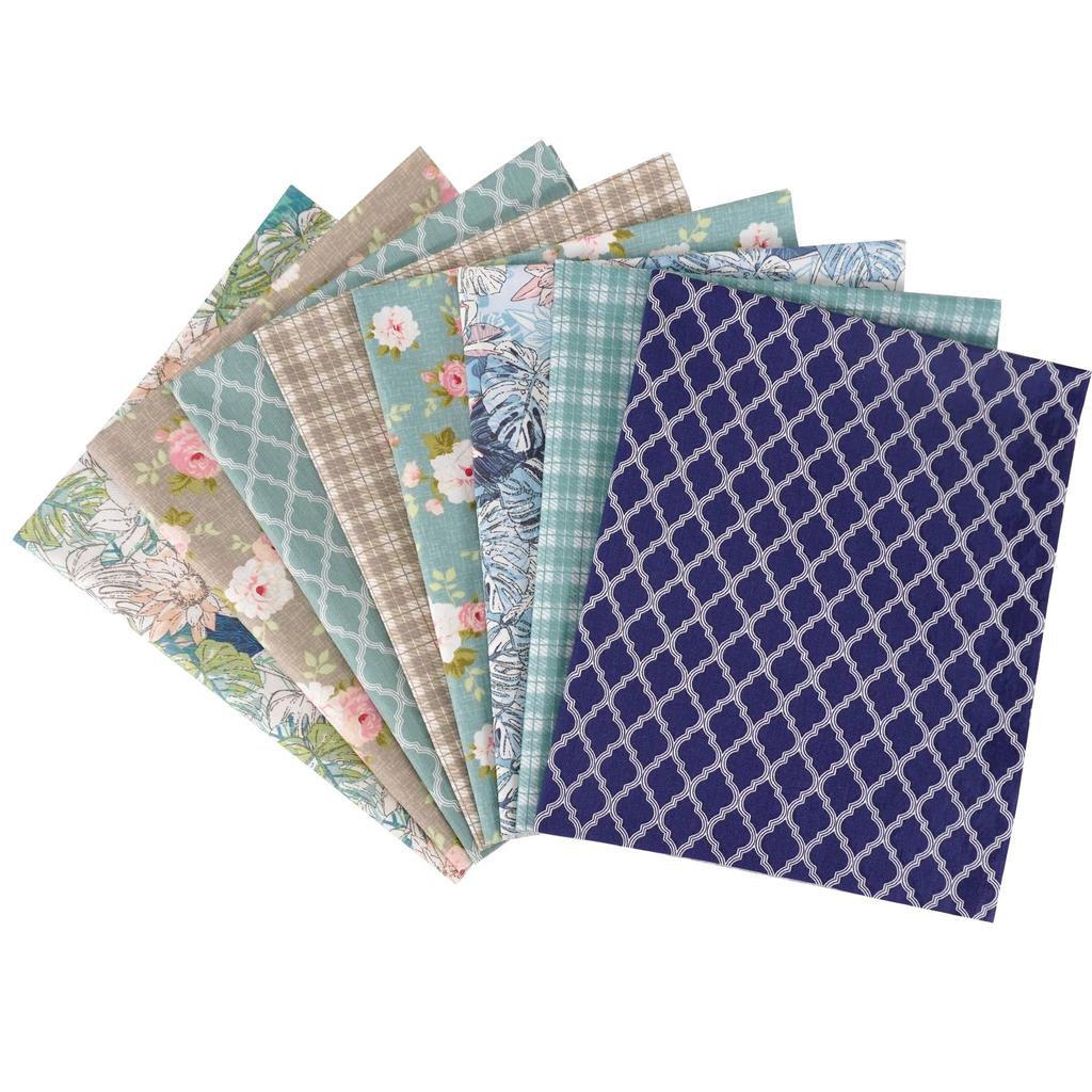Set of 8 Floral Print Cute for DIY 46x56cm Fabric, Scraps, Crafts,