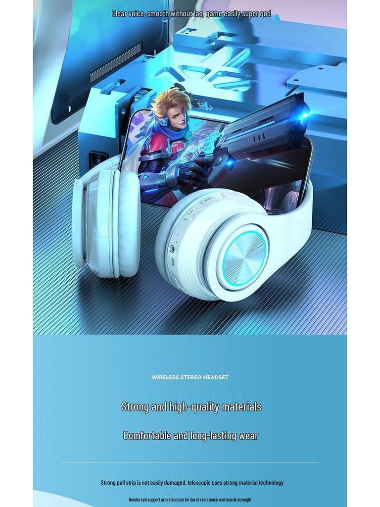 B39 Over-Ear Bluetooth Headphones with Cool Light Effects, Card Slot, and Superior Sound Quality for Men, Women, and Students.