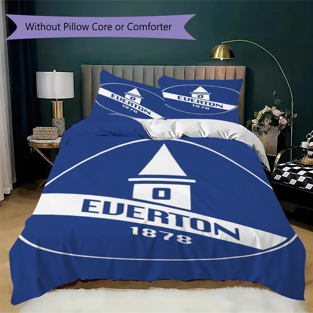 Set Copripiumino Trapuntato con Fantasia Everton FC Federa Decorazione per la Casa Regalo di Compleanno (1 * copripiumino + 2 * federe senza imbottitura)40