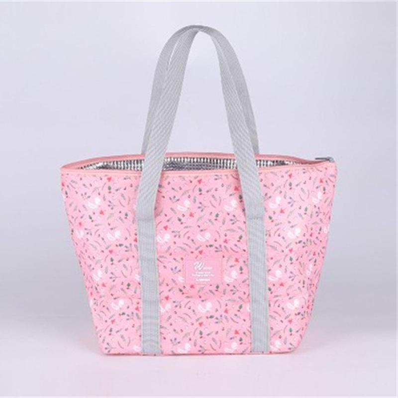 

2Pcs Insulated Lunch Bag Aluminum Foil Thick Thermal Bento Box Pouch Portable Waterproof Food Storage Bag for School Office Travel рожевий