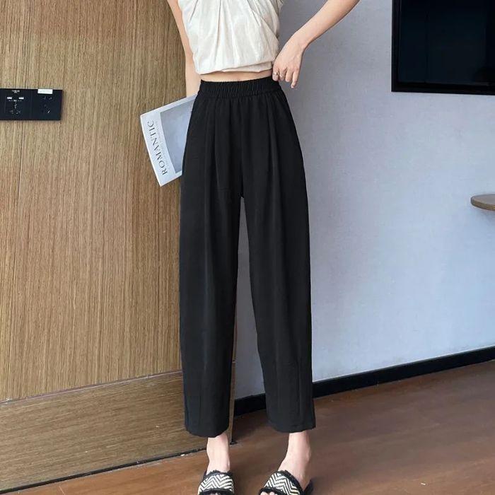 Women's Summer Thin Loose and Slim Carrot Pants High Waist Nine-point Outer Wear Ice Silk Sun Protection Casual Harem Pants