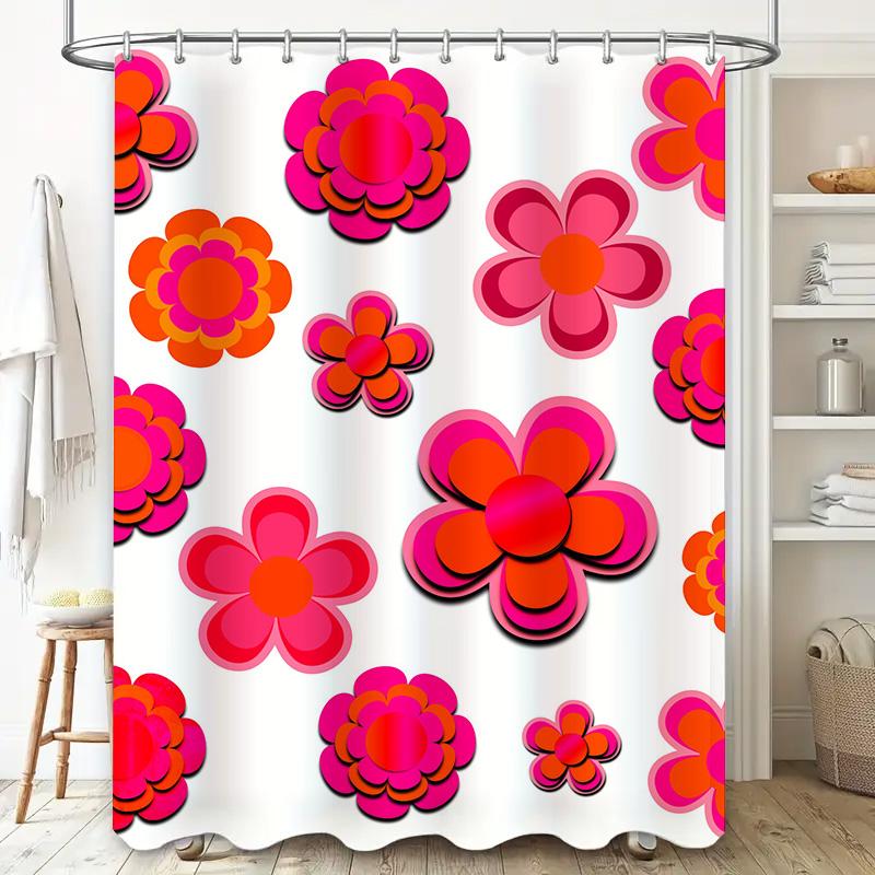 Helles Rosa Mohnblumen Duschvorhang mit Weißem Hintergrund Moderne Badezimmer Dekoration für Heimdekoration Küche