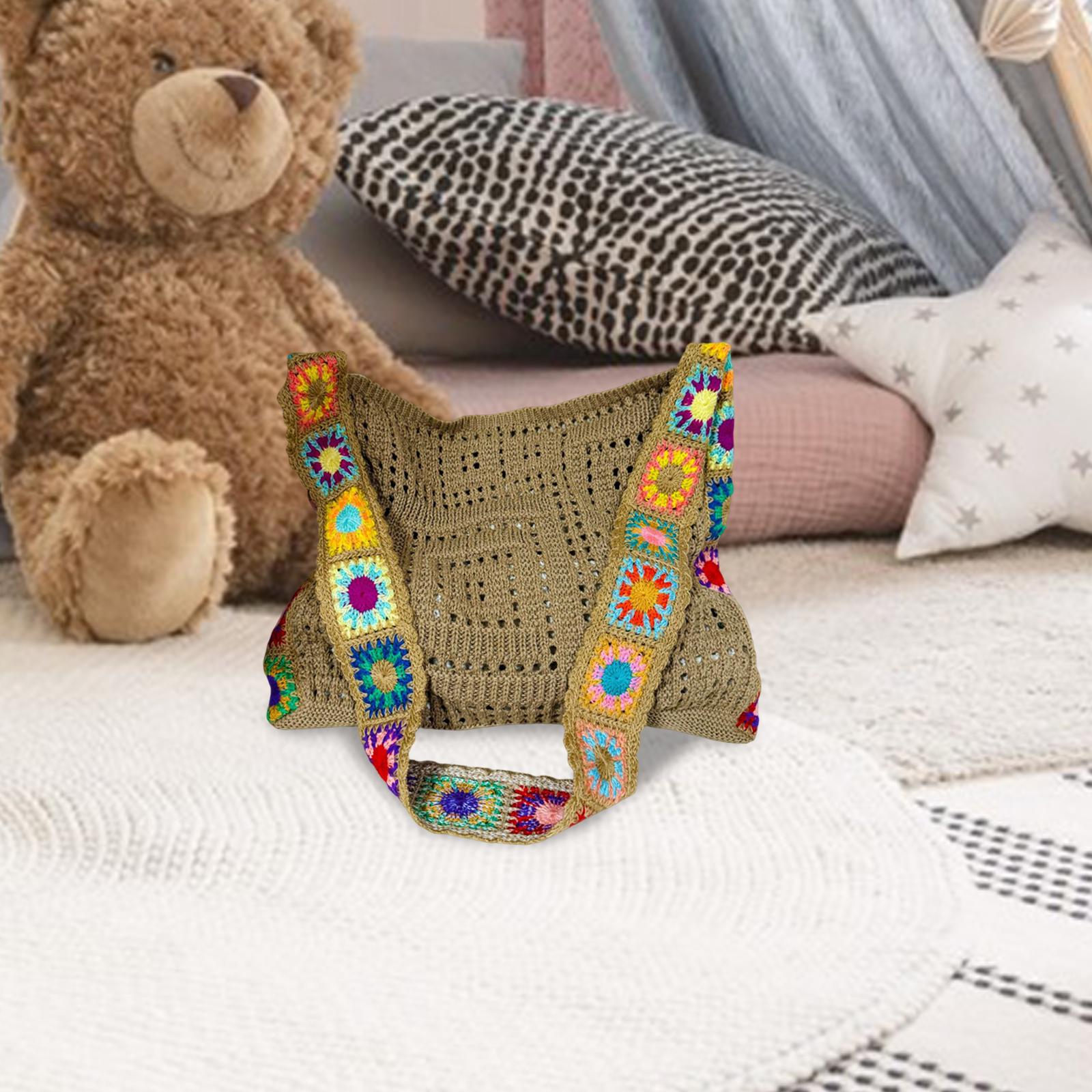 

Women Shoulder Bag Minimalist Knit Crochet Tote Bag for Vacation Work Travel хаки