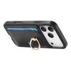 For iPhone 17 Pro Case Ring Kickstand Leather + TPU + PC Phone Cover Detachable Card Holder