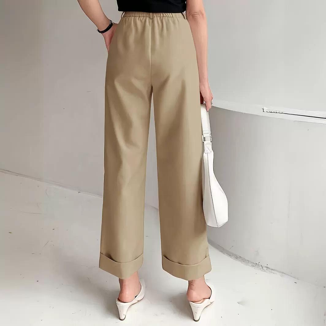 

GMXIA Женские повседневные брюки Commuter Slicker Slim с высокой талией и широкими штанинами, 100-сантиметровый пояс, широкие брюки для повседневного ношения XXL хаки