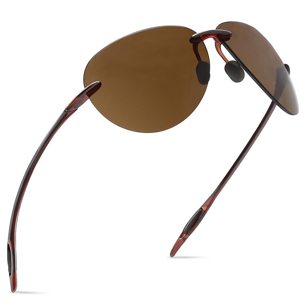 MAXJULI Men sunglasses Classic UV400 Fashion Driving Sports Unbreakable Rimless Design Oval Male for Women's TR90 Material Frame Sun Glasses 8008