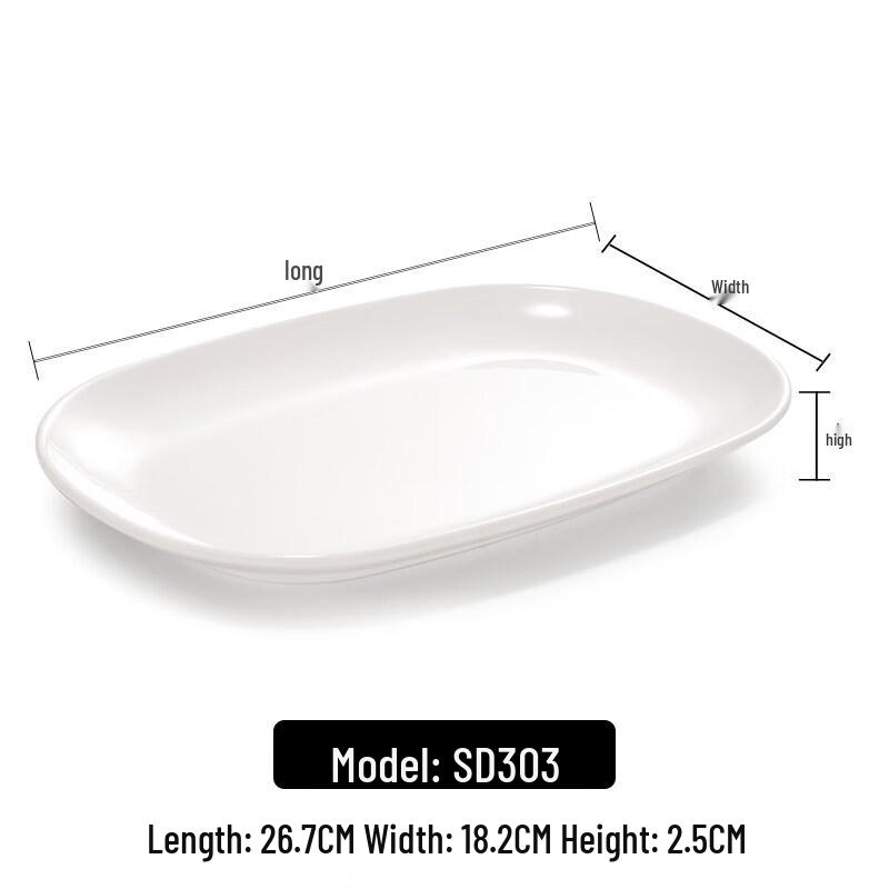 White Rectangular Melamine Three-Compartment Plate