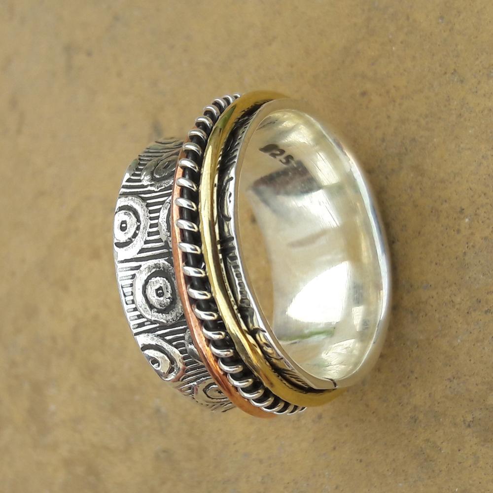 Spinner Ring, Fidget Ring, Flower Spinner Ring, Solid 925 Sterling Silver Ring, Anxiety Ring, Spin Ring, Handmade Ring, Meditation Ring, New Year Gift