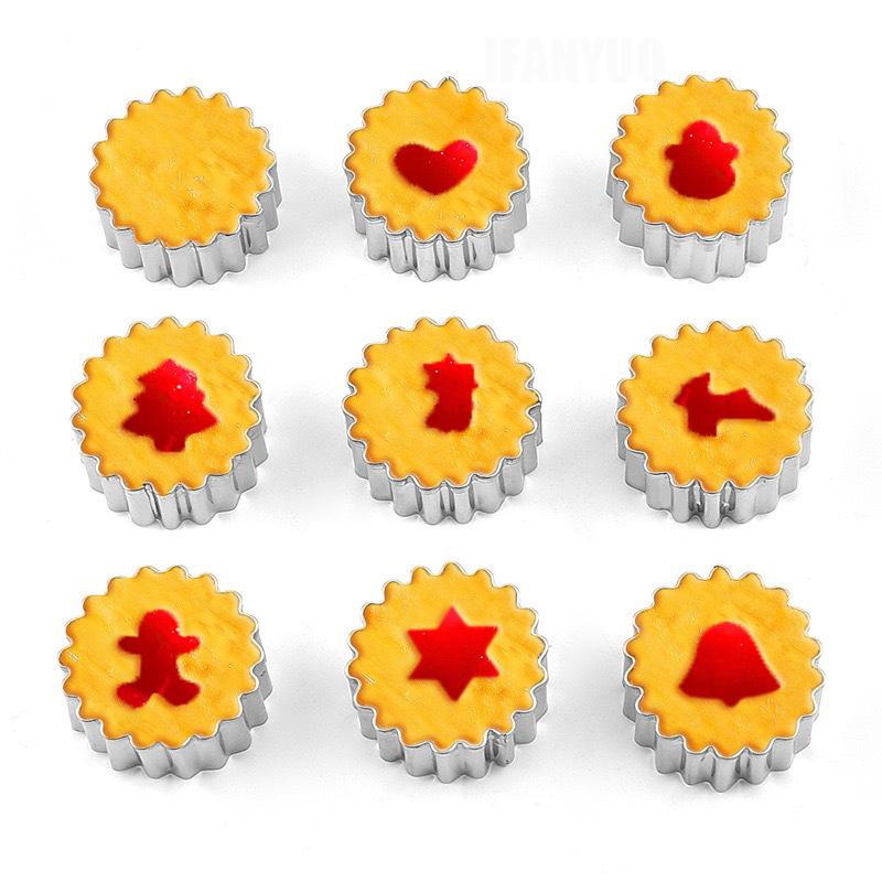 Metal Pastry Cookie Cutter Set Mini Christmas Sandwich Biscuit Baking Molds Xmas Tree Snowflake Gingerbread Shape Cakes Decor