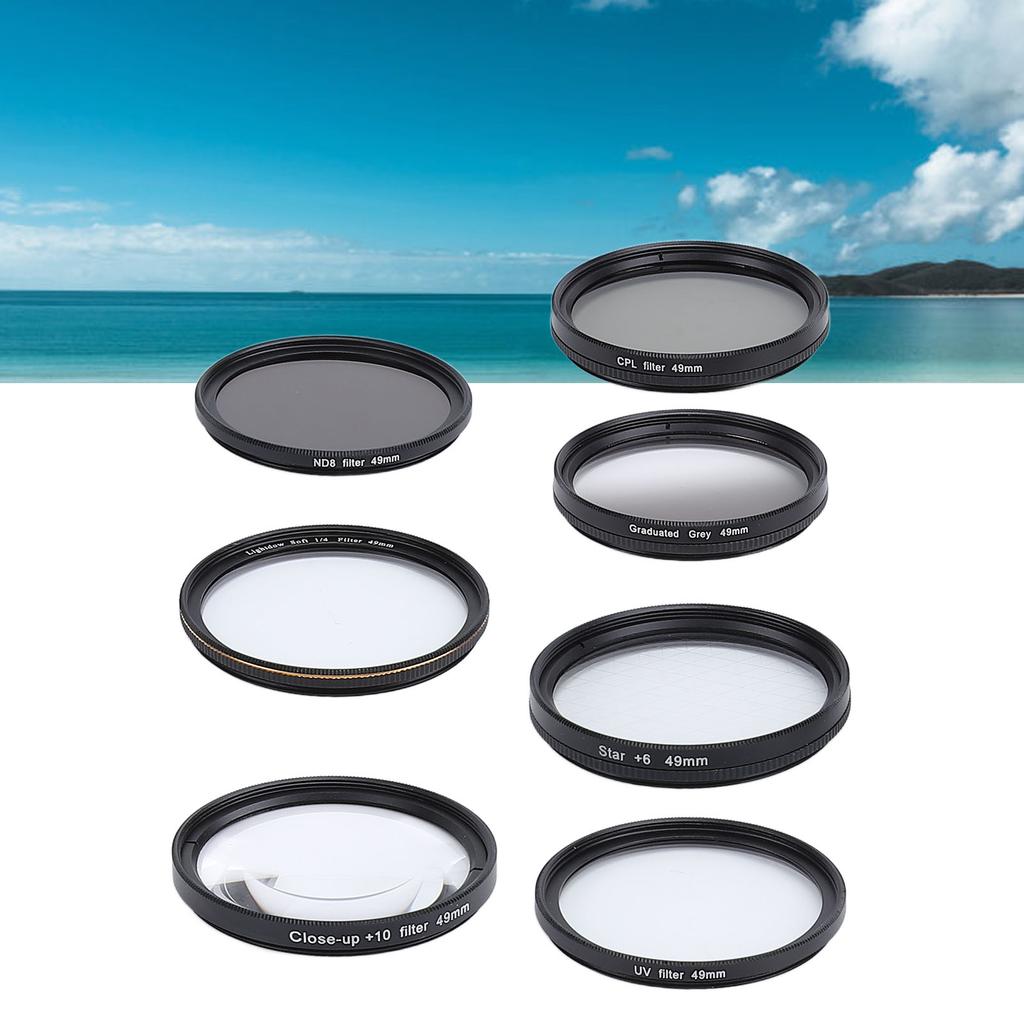 Camera Lens Filter Kit UV CPL ND8 Soft White Graduated Grey 10X Macro 6 Points Star Filter Set for Photography