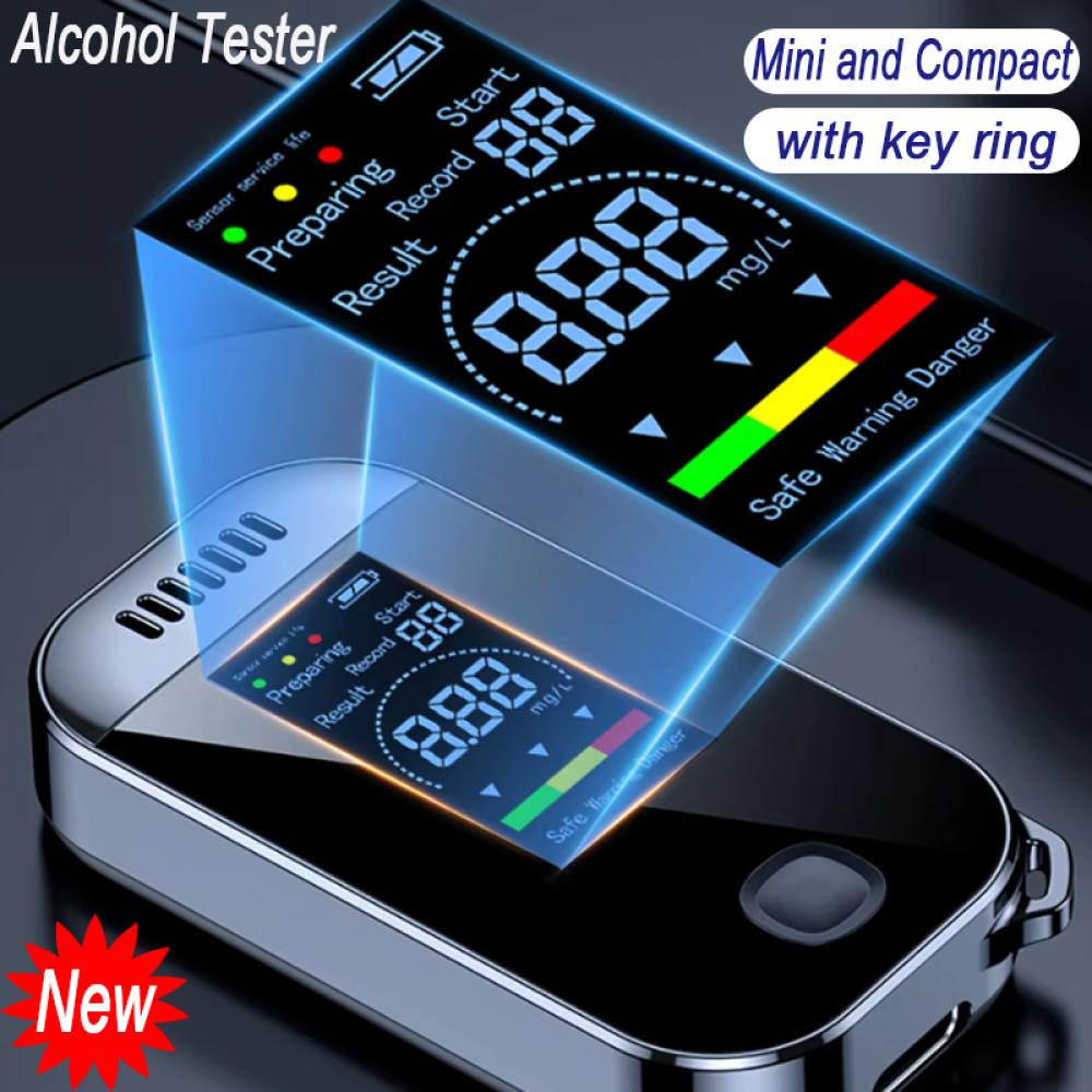 NEW LCD Display Alcohol Tester Professional Breathalyzer Portable Alcohol Detector USB Rechargeable Electronic Digital Breath Alcohol Tester KeyChain