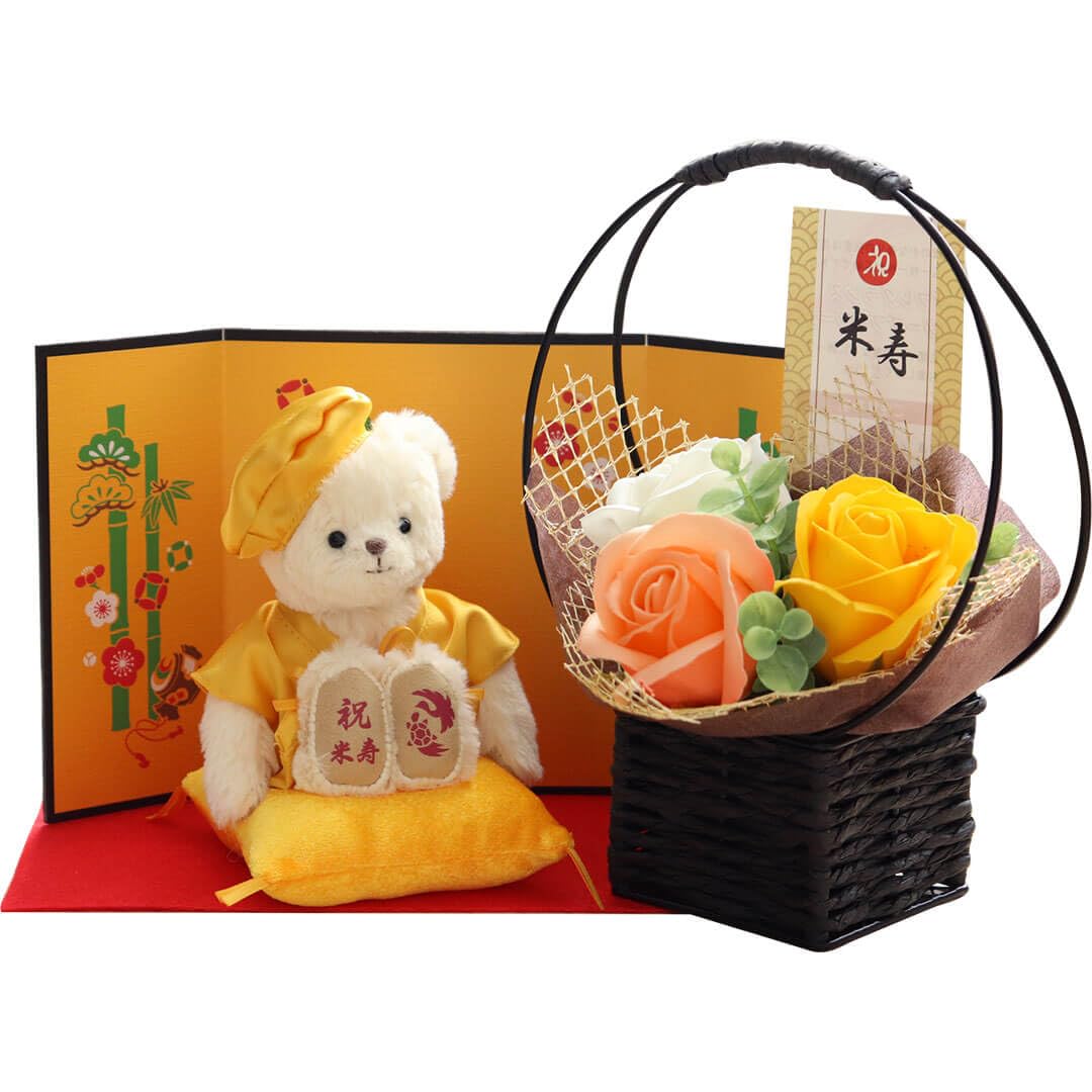 

Petit Lou Longevity 12cm Small Fragrance Soap for 88th Birthday Bear, (Gold Screen, Flowers)