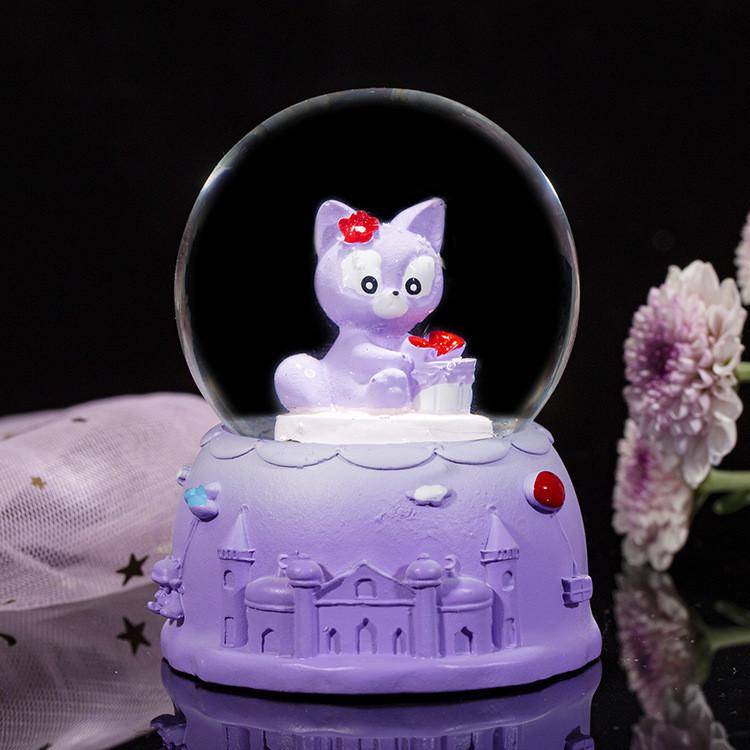 Cute Cartoon Cute Rabbit Sparkling Mini Crystal Ball Night Light Cell Button