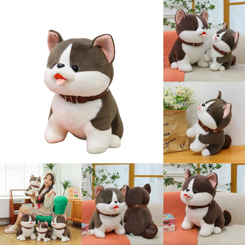 Cute Plush Dog Toy For Kids Grey Pp Cotton Stuffed Animal Decor
