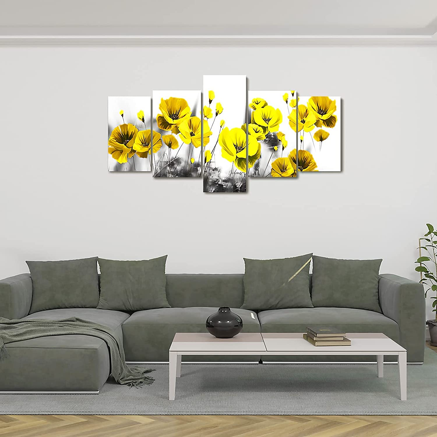 

5 шт. абстрактный желтый цветок цветочный ботанический натюрморт 5 шт. картины картины настенный постер HD печать без рамки