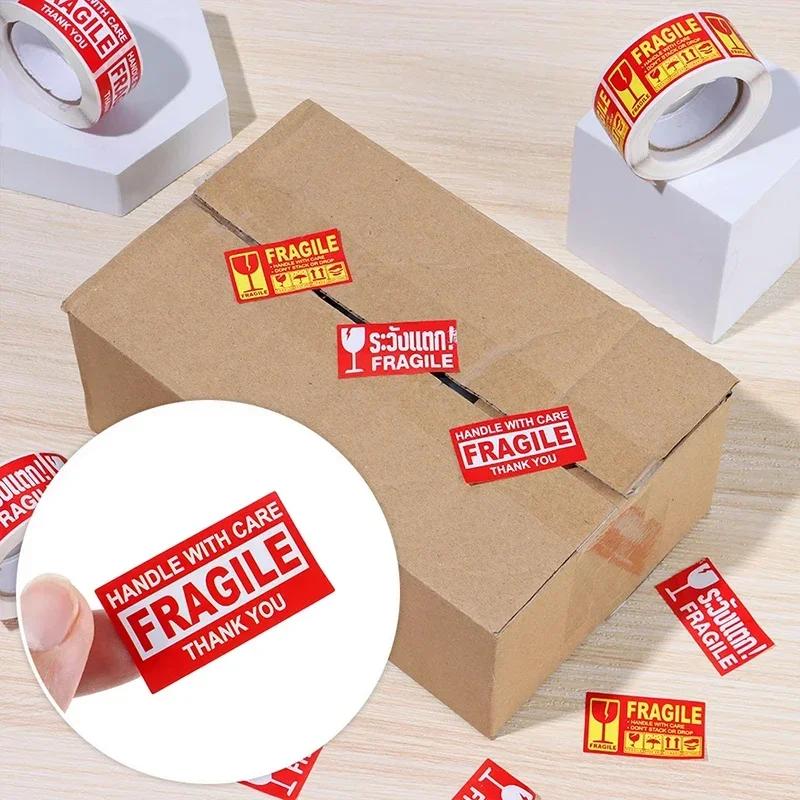 250PCS/Roll Fragile Warning Sticker Shipping Labels Stickers For Delivery Glass Product Warning Labels Adhesive Mini Papers