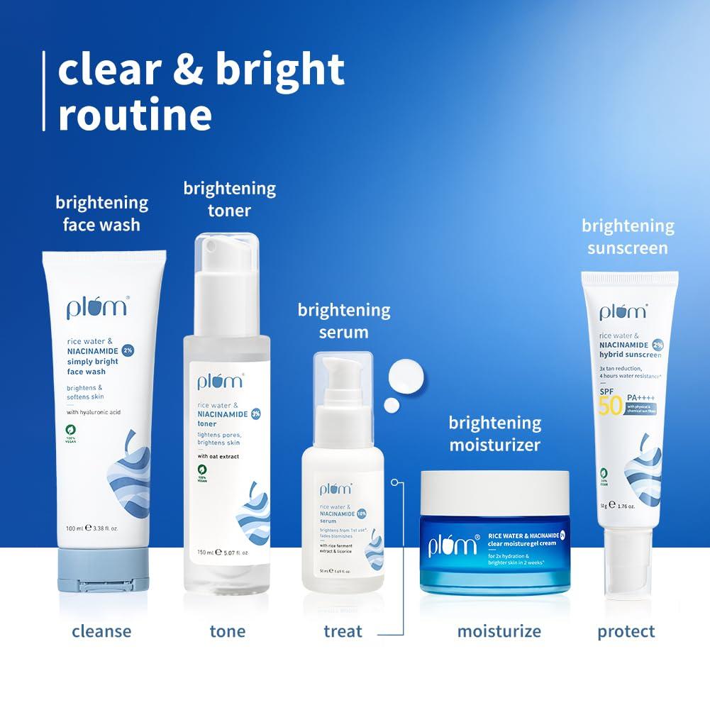 Plum 10% Niacinamide Face Serum Oil Control Brightening Glow Daily Hydration Pore Care For Oily Sensitive Skin 50 Ml