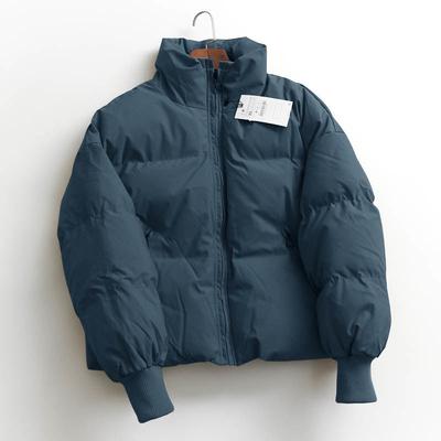 Daunen-Baumwollmantel Damen Kurz Stehkragen Lässig Brotmantel Winter Verdickt Warmer Baumwollmantel