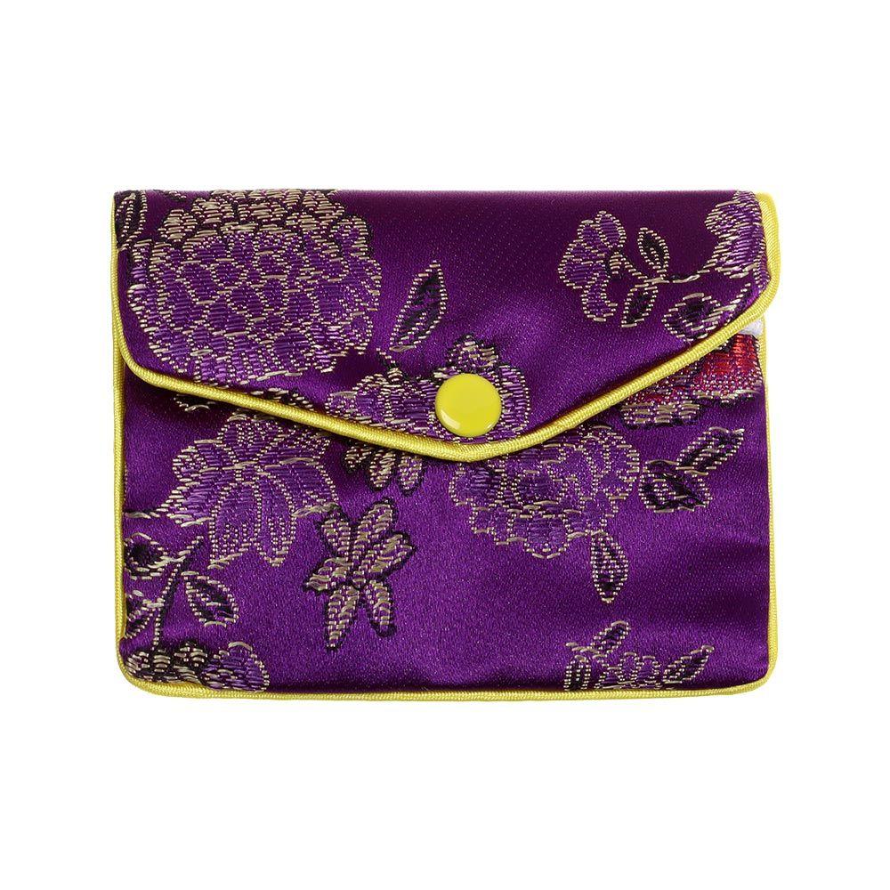 Brokat Handgefertigt Tragbar Reißverschluss Schmucktasche Aufbewahrungsbeutel Stickerei Tasche Druckknopfetui