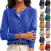Women’s Long Sleeve Knit Cardigan Crew Neck Button Down Soft Lightweight Sweater Classic Fit for Everyday Wear