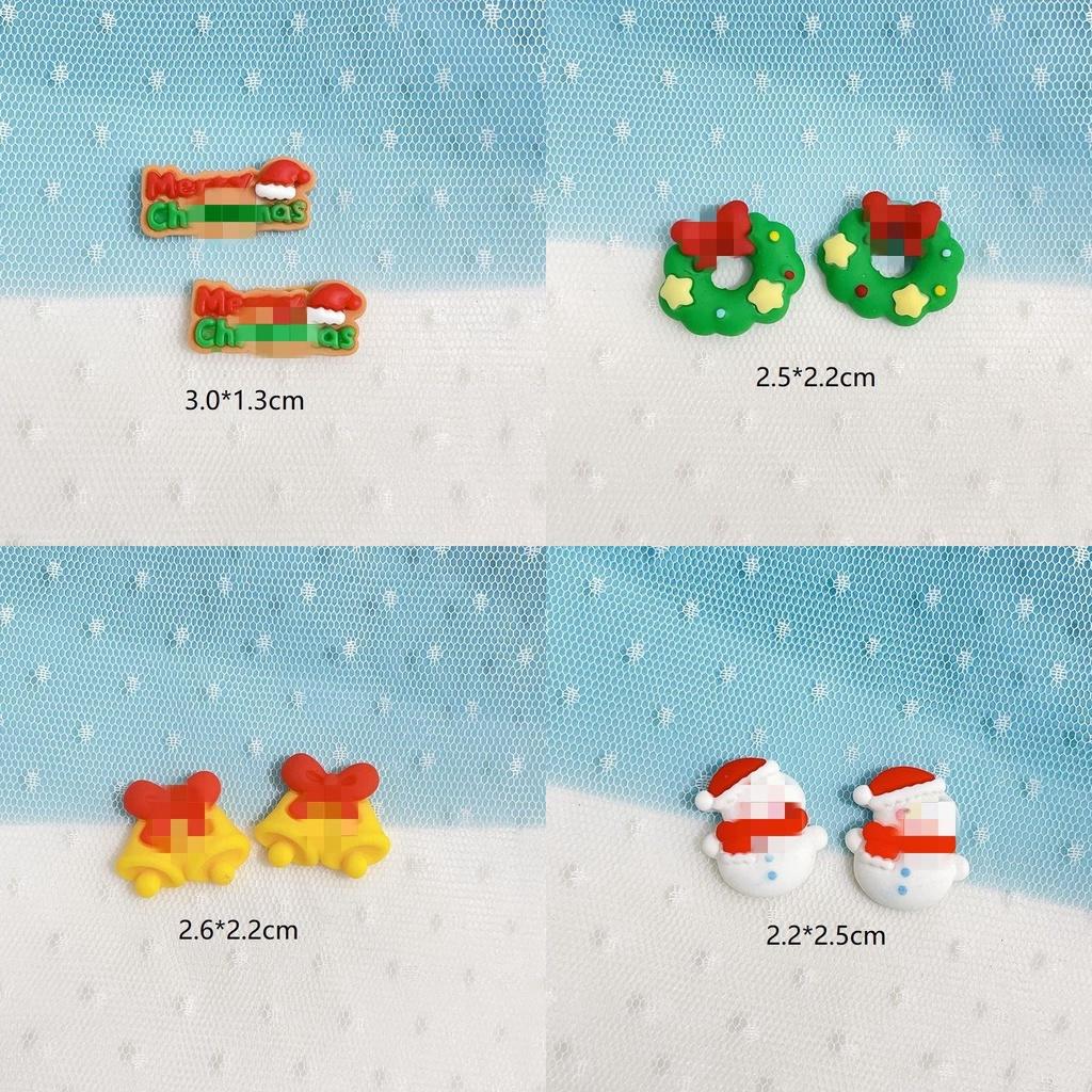 Creamy Adhesive Diy Christmas Snowman Wreath Resin Accessories For Phone Cases And Hair Accessories