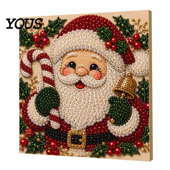 Creative Christmas Gifts for Adults Faux Pearl Art Kit, 20x20cm Xmas Painting DIY Wall Decor Making Kit Sparkling 3D Diamond Craft Adults, Festive