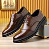 Leather Shoes Men's Low-top Brown Business Casual Shoes Men's Shoes Three-joint Men's Suit British Style Derby Shoes