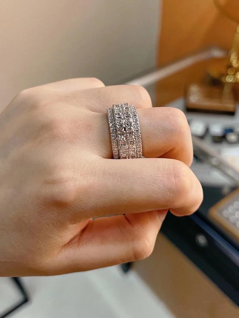 New Hot Brand Vintage Full Diamond Women's Rings Luxury Jewelry For Women Designer Rings Fashion Pure 925 Silver Party Rings