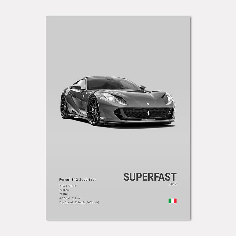 Famous Cars 812 458 296 Canvas Wall Art Print Poster 599XX SP3 F8 Decoration Mural Modern Home Decor Birthday Gift Unframed