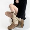 Fashionable Plush Balls Bows Adorned Leg Warmers with Lace Details for Women's Knitted Turn Cuffs Leg Covers Sleeves