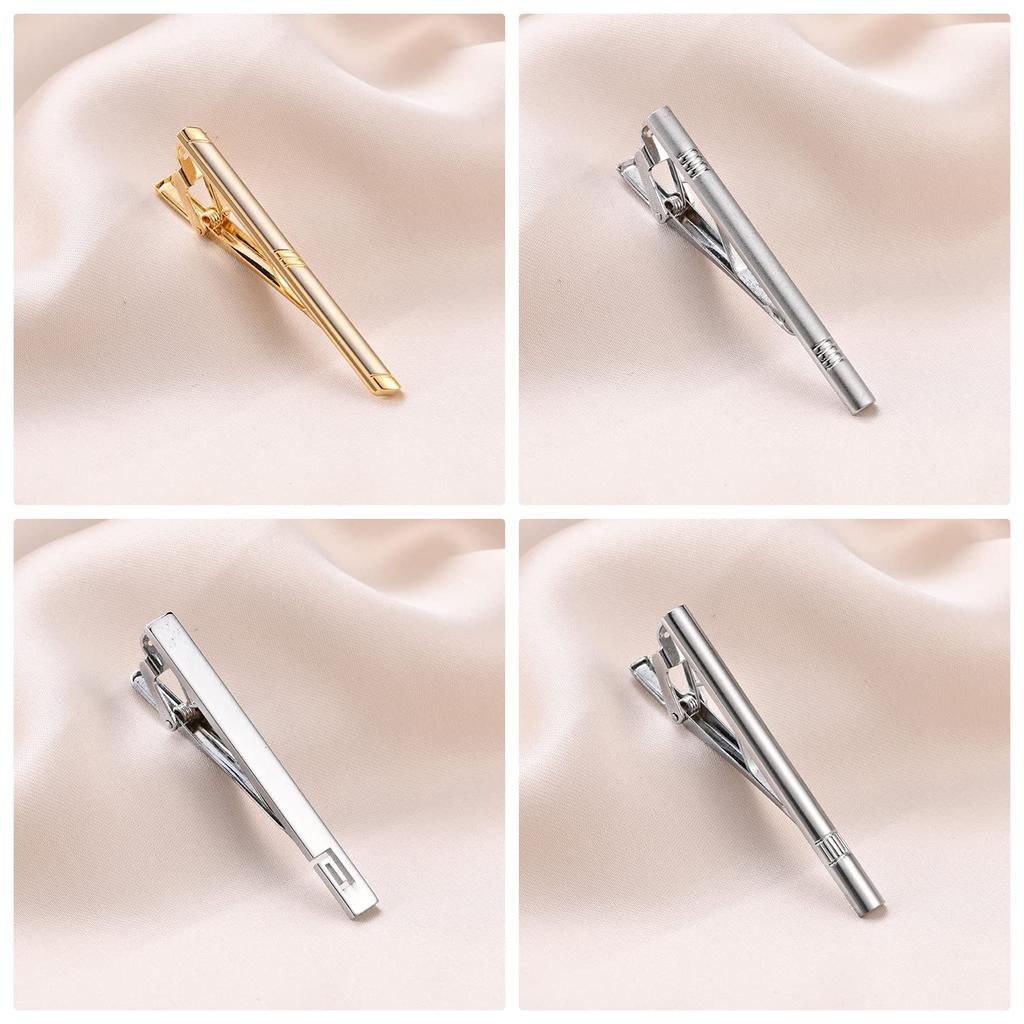 Elegant tie clip set of 8 for simple yet made of for everyday birthday men, stylish, brass, work, gifts, weddings, etc.