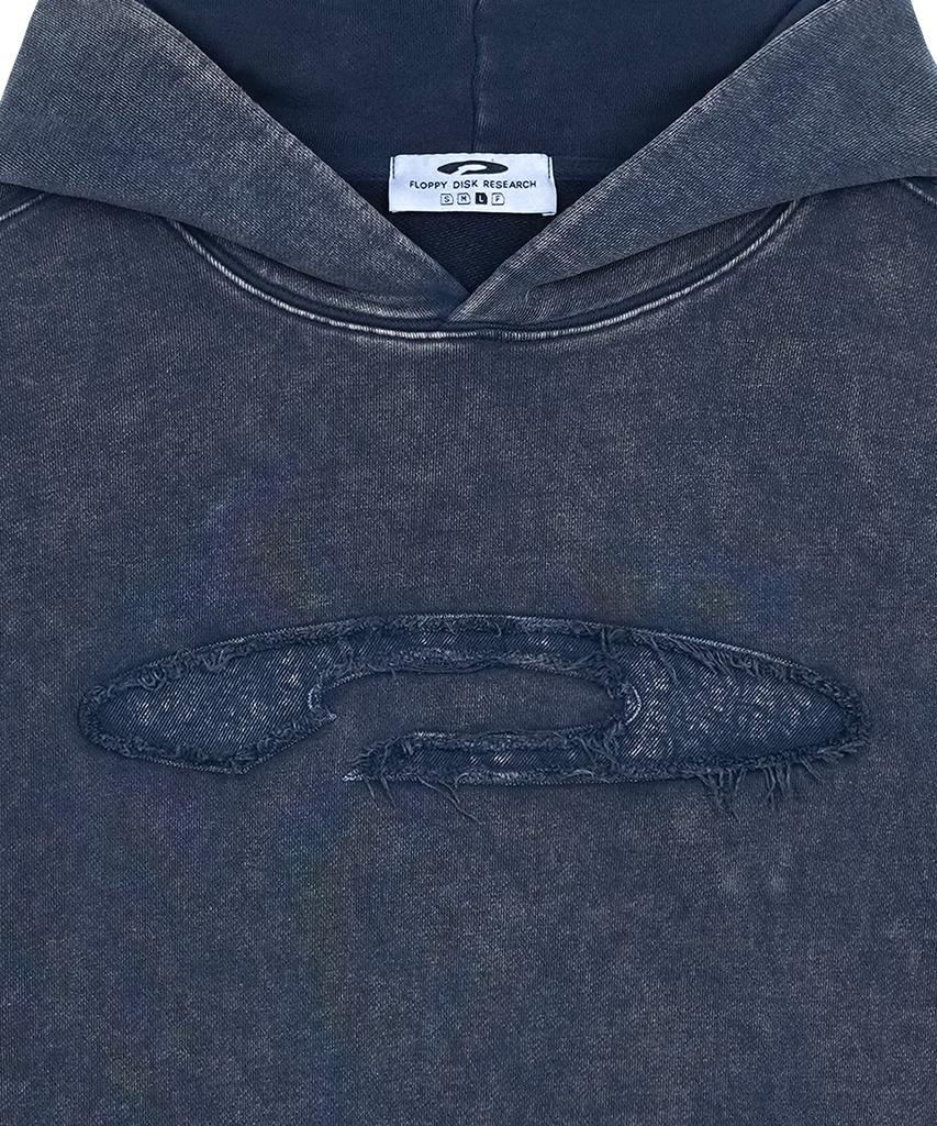 Fdr Pigment Washed Denim Applique Hoodie Navy