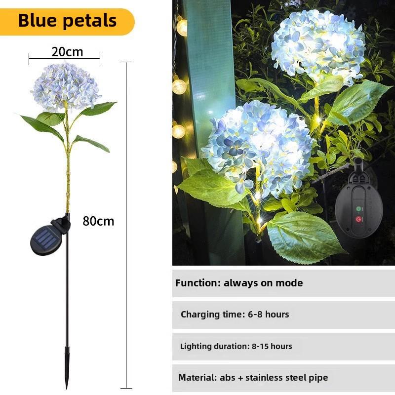 3head Hydrangea Light Solar Garden Light Outdoor Waterproof LED Flowers Stake Light Garden Pathway Backyard Landscape Decorate