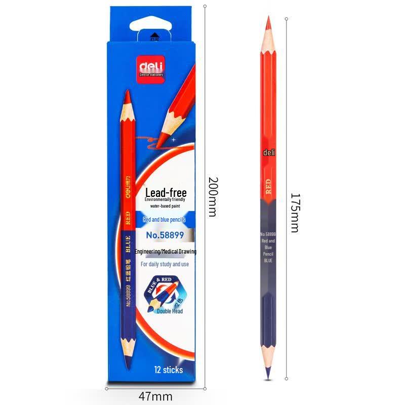 Deli Double-Ended Red Blue Pencils (12-Pack)