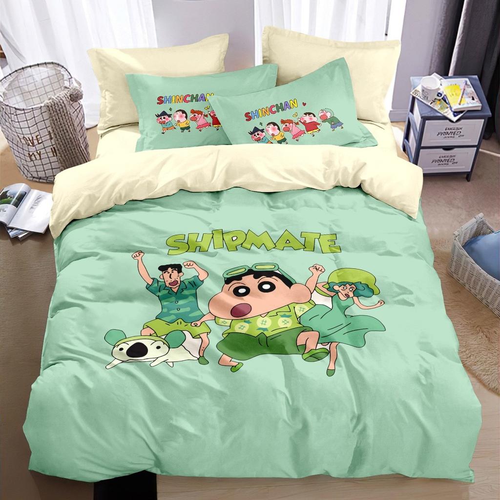 Cartoon Crayon Shin chan ,Mikrofaser Bettwäschesets, Kinderbettwäsche mit Reißverschluss Raumdeko Bettbezug für Jugendliche Erwachsene