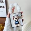 Folding Screen Clamshell Phone Case Is Suitable For Samsung Zflip6 Cute Wind Puppy Cross Pattern Plush Hand Chain.