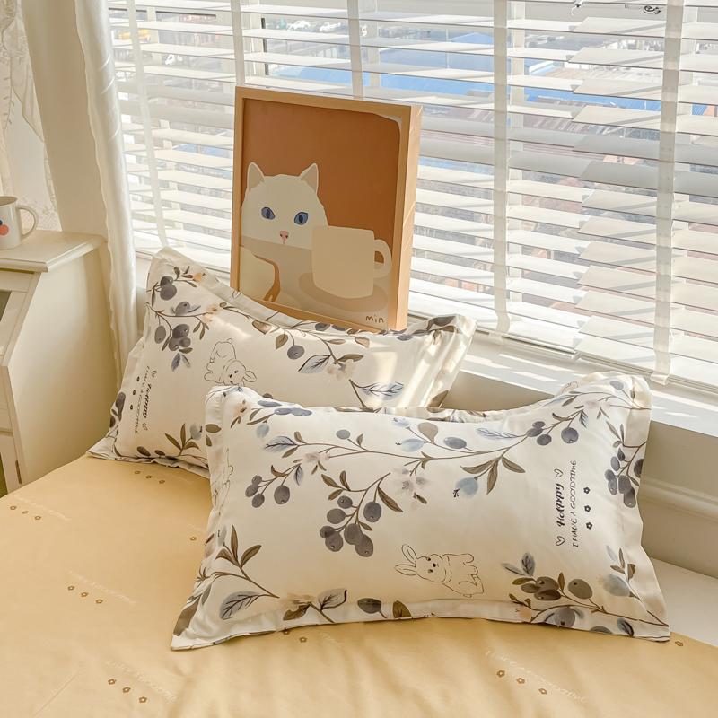 Watercolor Flower Duvet Cover Cotton Cartoon Bunny Comforter Cover Lovely Farm Animal Rabbit Bedding Set for Girly Bedroom Decor