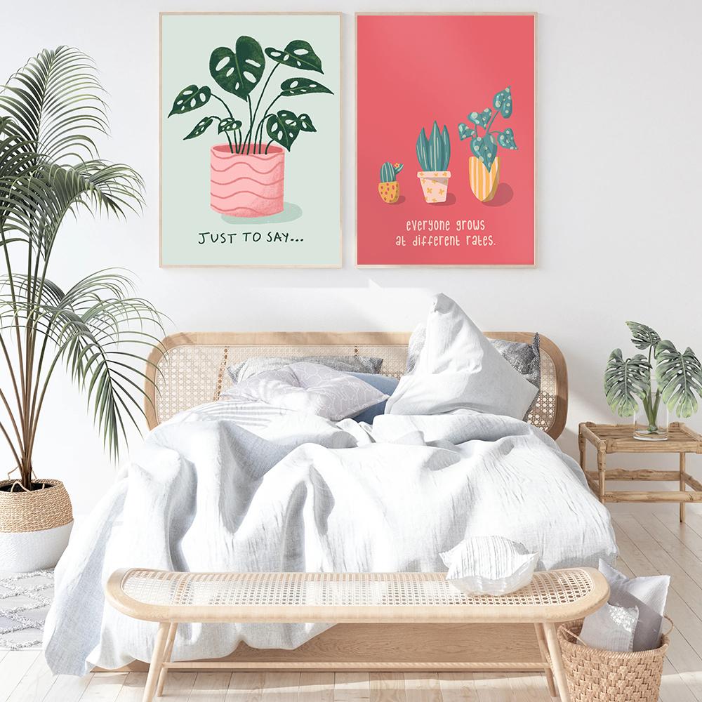 Nordic Poster Indoor Niedlich Pflanzen Leinwand Malerei Wand Kunst Drucke Yoga Katze Tiger Titten Bilder Für Wohnzimmer Wand Wohnkultur