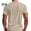 Sommer Herren T-Shirt Loose Fit American Style Kurzarm Geknöpftes Rundhalsoberteil Einfarbig Lässiges Alltagsoberteil