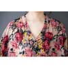 DIMANAF 2025 Summer Women Vintage Printing Linen Plus Size Long Dress Short Sleeve Casual V-Neck Basic Loose Dress